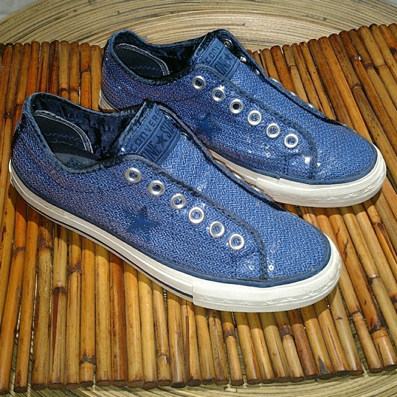 Converse Shoes - Sequined Slip on Converse ONE⭐STAR denim blue 6.5